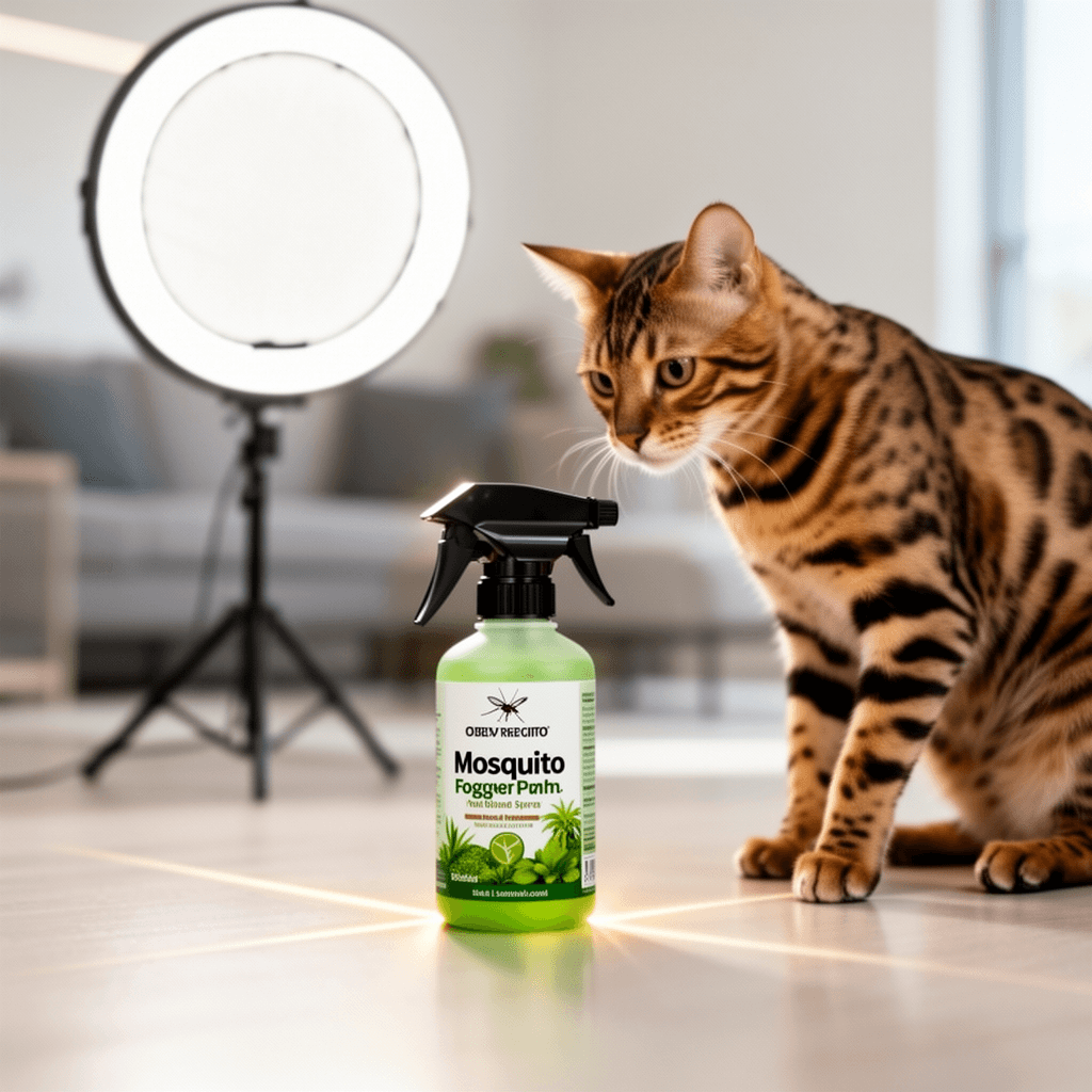 Mosquito Fogger Outdoor Plant Based Spray for Yard with cat - professional product lifestyle photo
