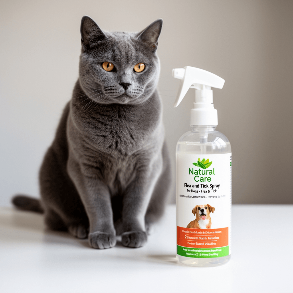 Natural Care Flea and Tick Spray for Dogs - Flea & Tick with cat - professional product lifestyle photo