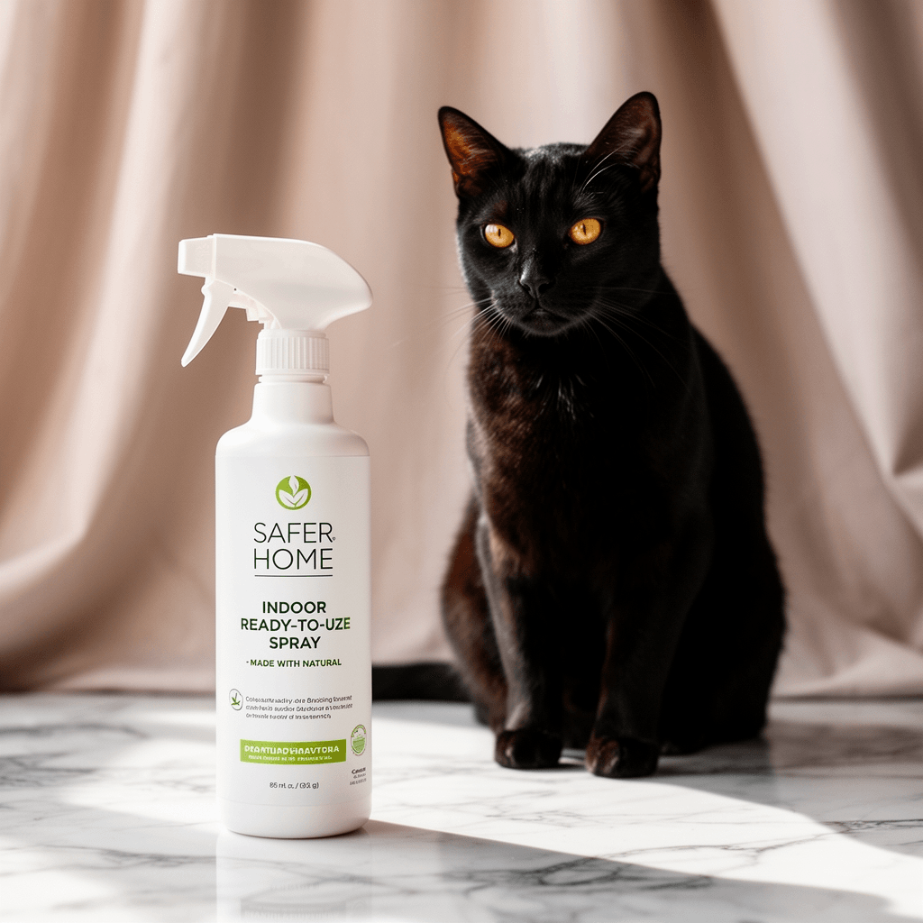 Safer Home Indoor Ready-to-Use Spray - Made with Natural with cat - professional product lifestyle photo