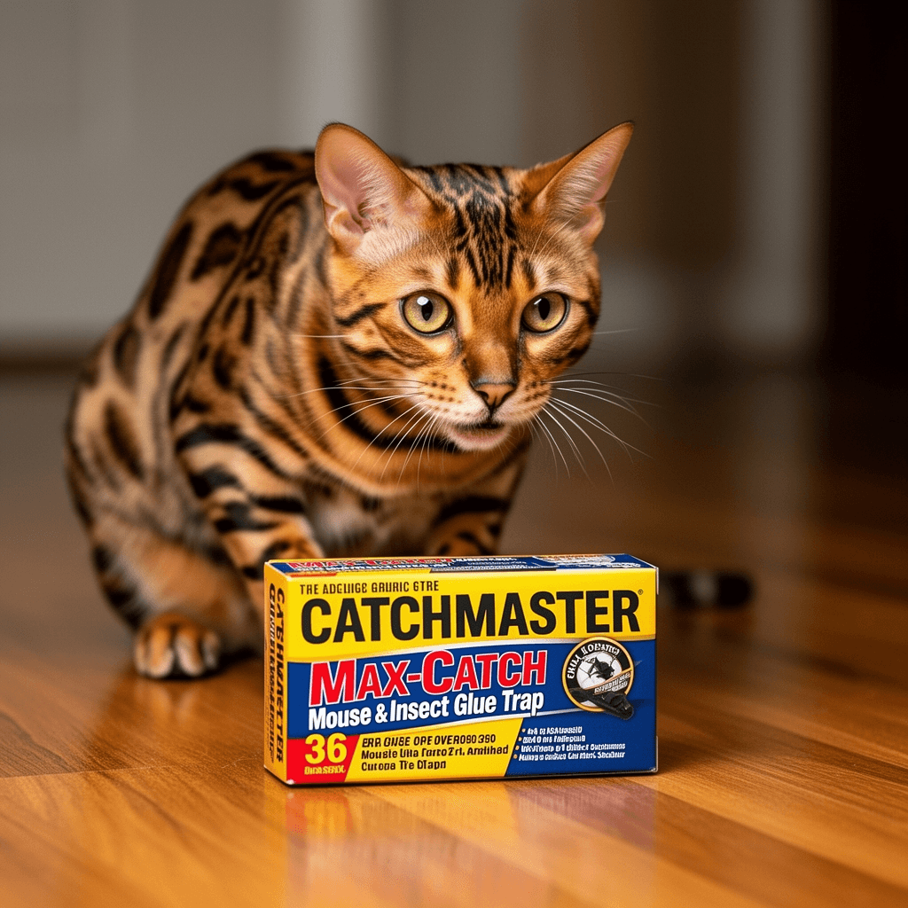 Catchmaster Max-Catch Mouse & Insect Glue Trap 36pk with cat - professional product lifestyle photo