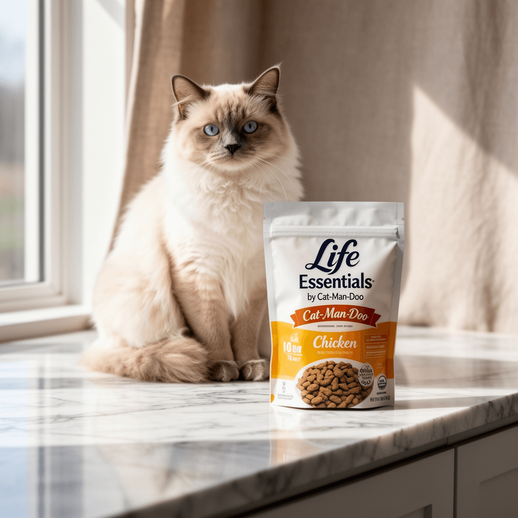 Freeze Dried Cat & Dog Treats – 8OZ Freeze Dried Chicken+ with cat - professional product lifestyle photo