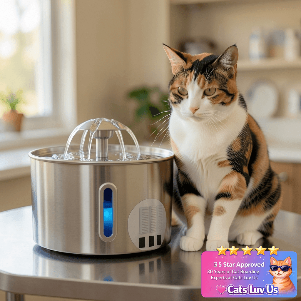 Cat Water Fountain Stainless Steel - 74oz/2.2L Pet Gift Dog with cat - professional product lifestyle photo