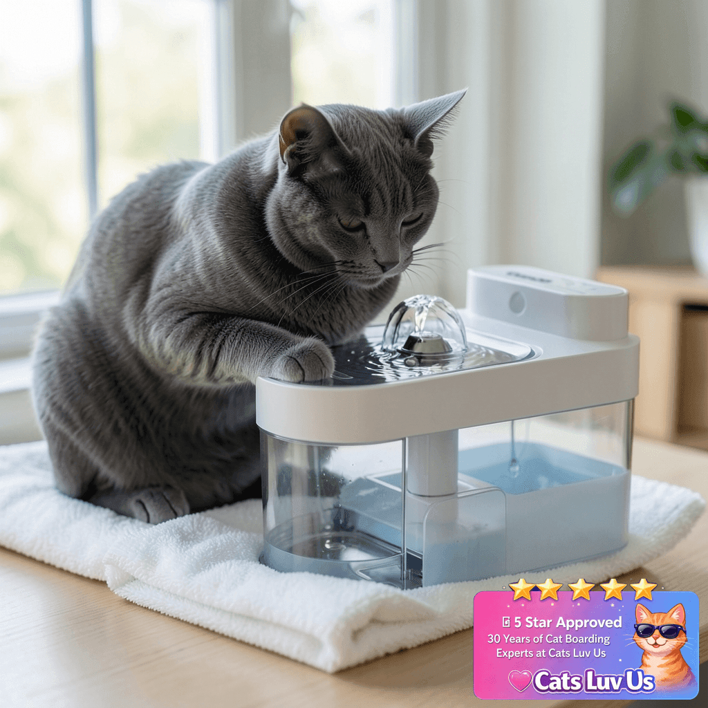 ODSD Cat Water Fountain with cat - professional product lifestyle photo
