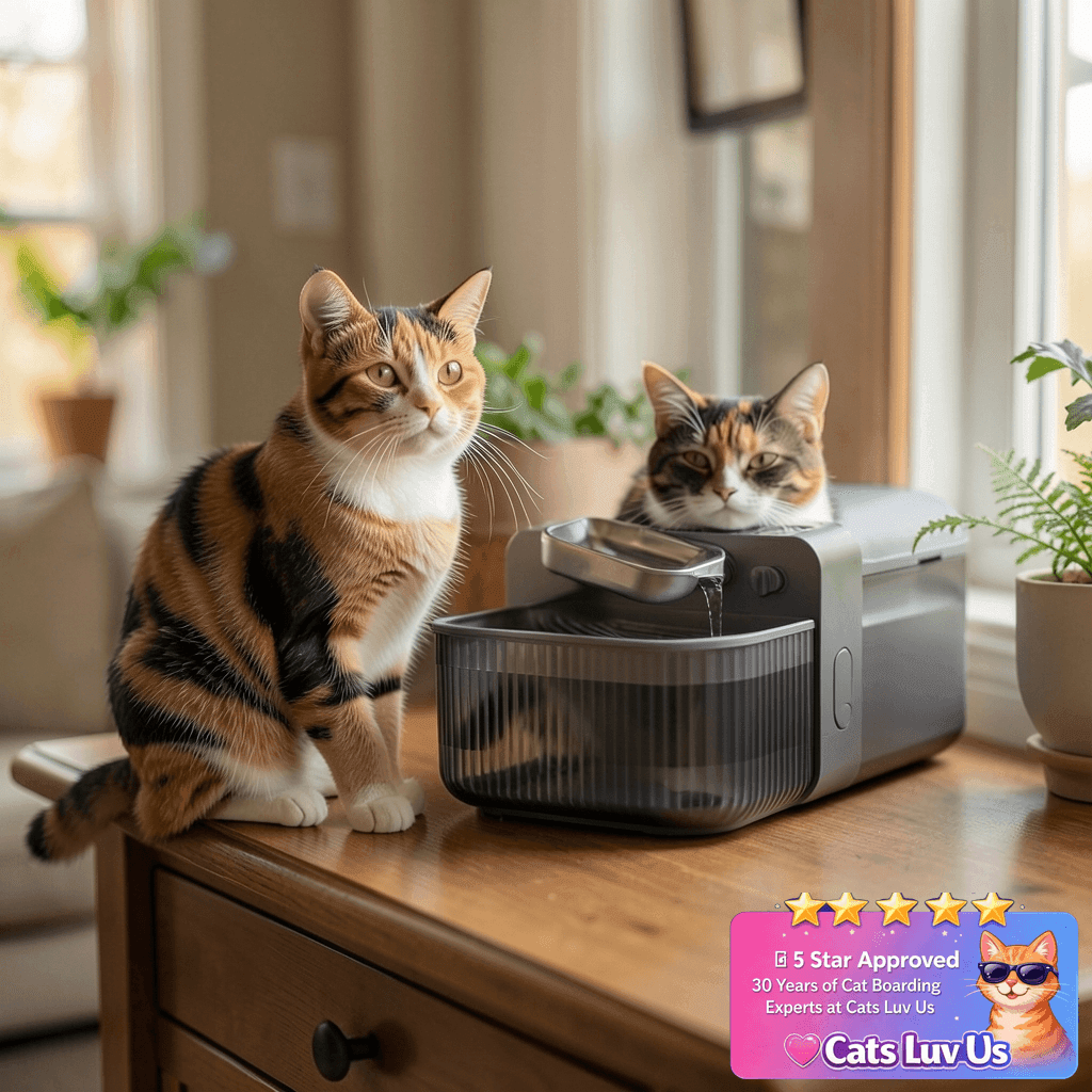 Chumajor 3.5L Wireless Cat Water Fountain with No Filters with cat - professional product lifestyle photo
