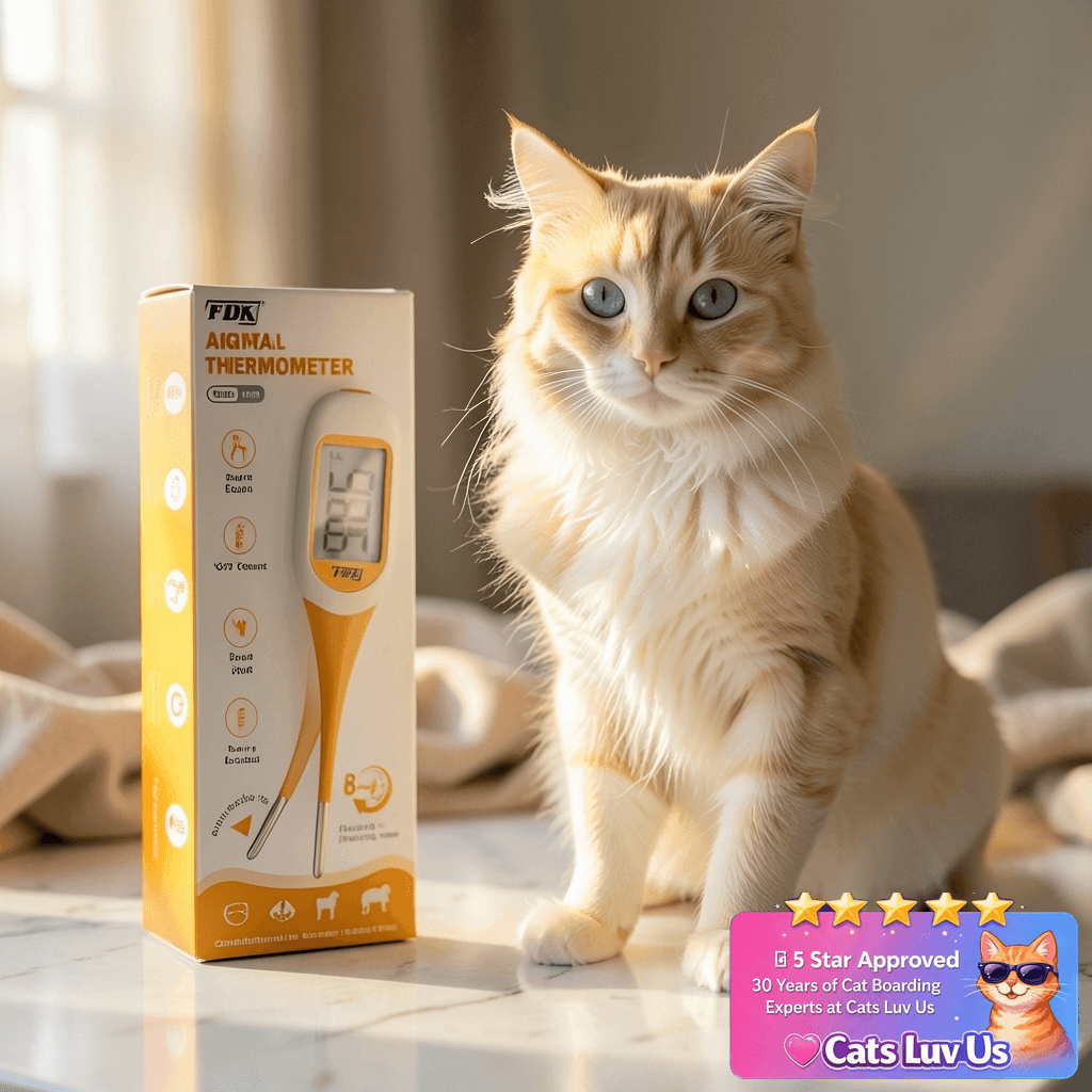 FDK Digital Dog & Cat Thermometer for Fever Detection with cat - professional product lifestyle photo