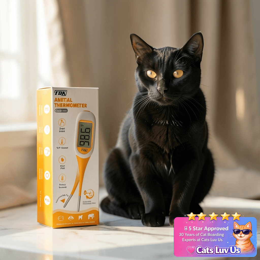 FDK Digital Dog & Cat Thermometer for Fever Detection with cat - professional product lifestyle photo