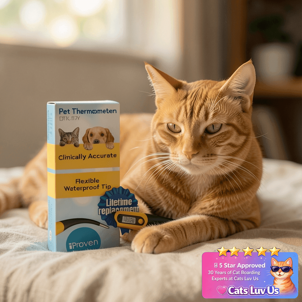 iProven Dog & Cat Thermometer for Accurate Fever Detection with cat - professional product lifestyle photo