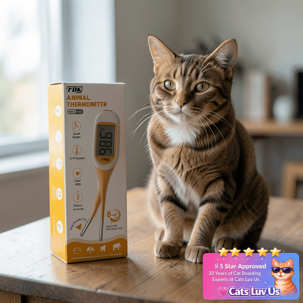 FDK Digital Dog & Cat Thermometer for Fever Detection with cat - professional product lifestyle photo