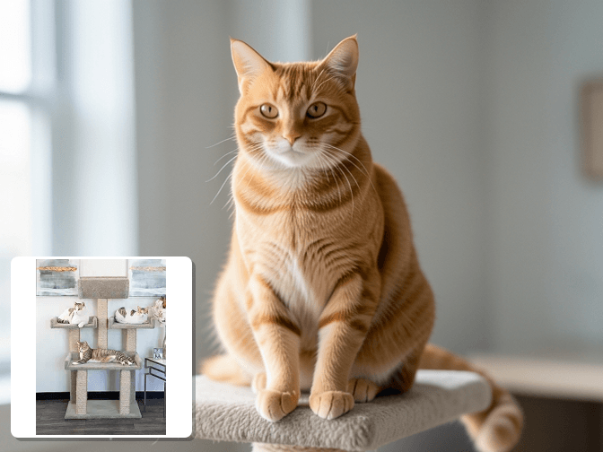 Cat owner reviewing best cat trees for large cats options for their pet in 2026