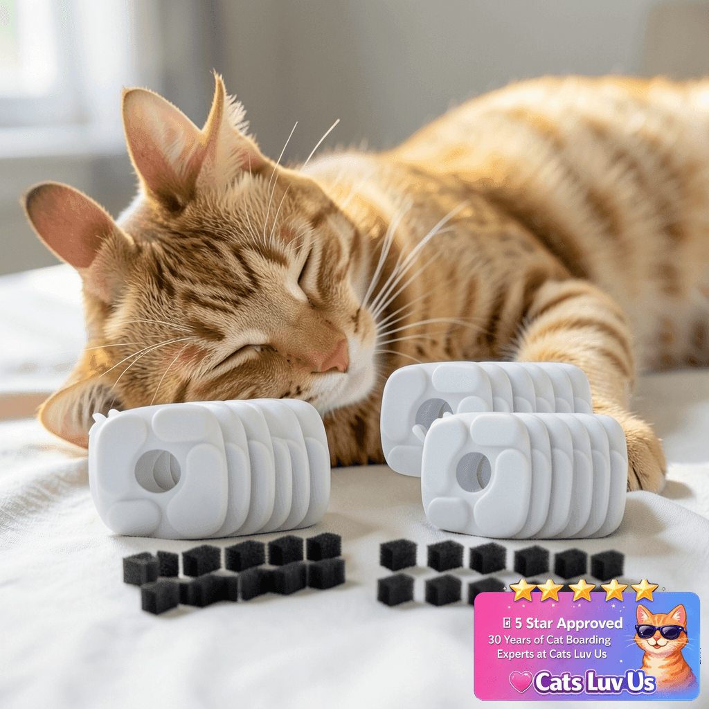 24 Pcs Cat Water Fountain Filter with cat - professional product lifestyle photo