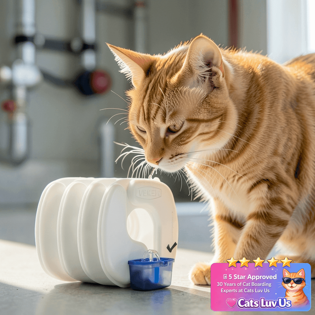 Veken Cat Water Fountain Filters with cat - professional product lifestyle photo