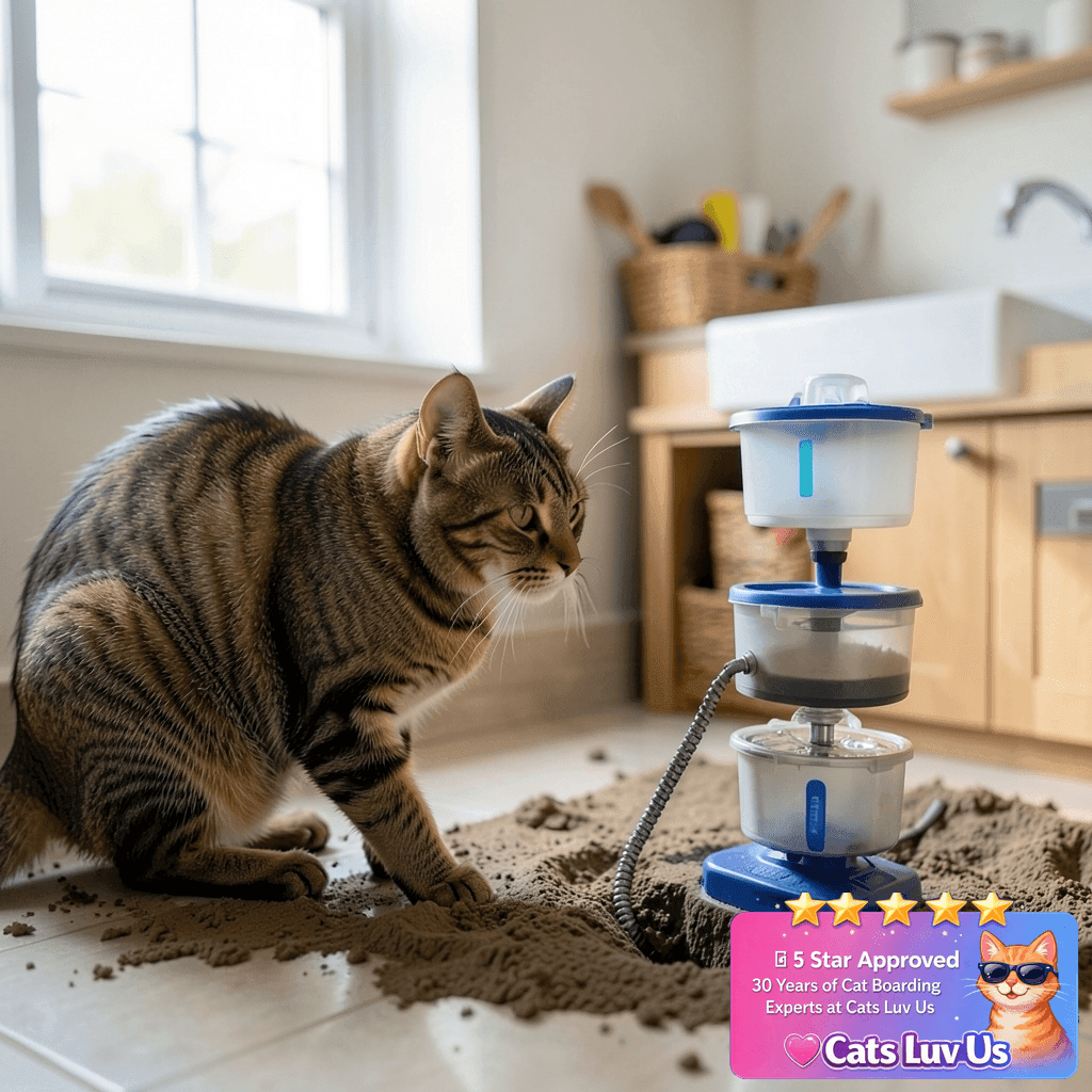 Veken Cat Water Fountain Filters with cat - professional product lifestyle photo