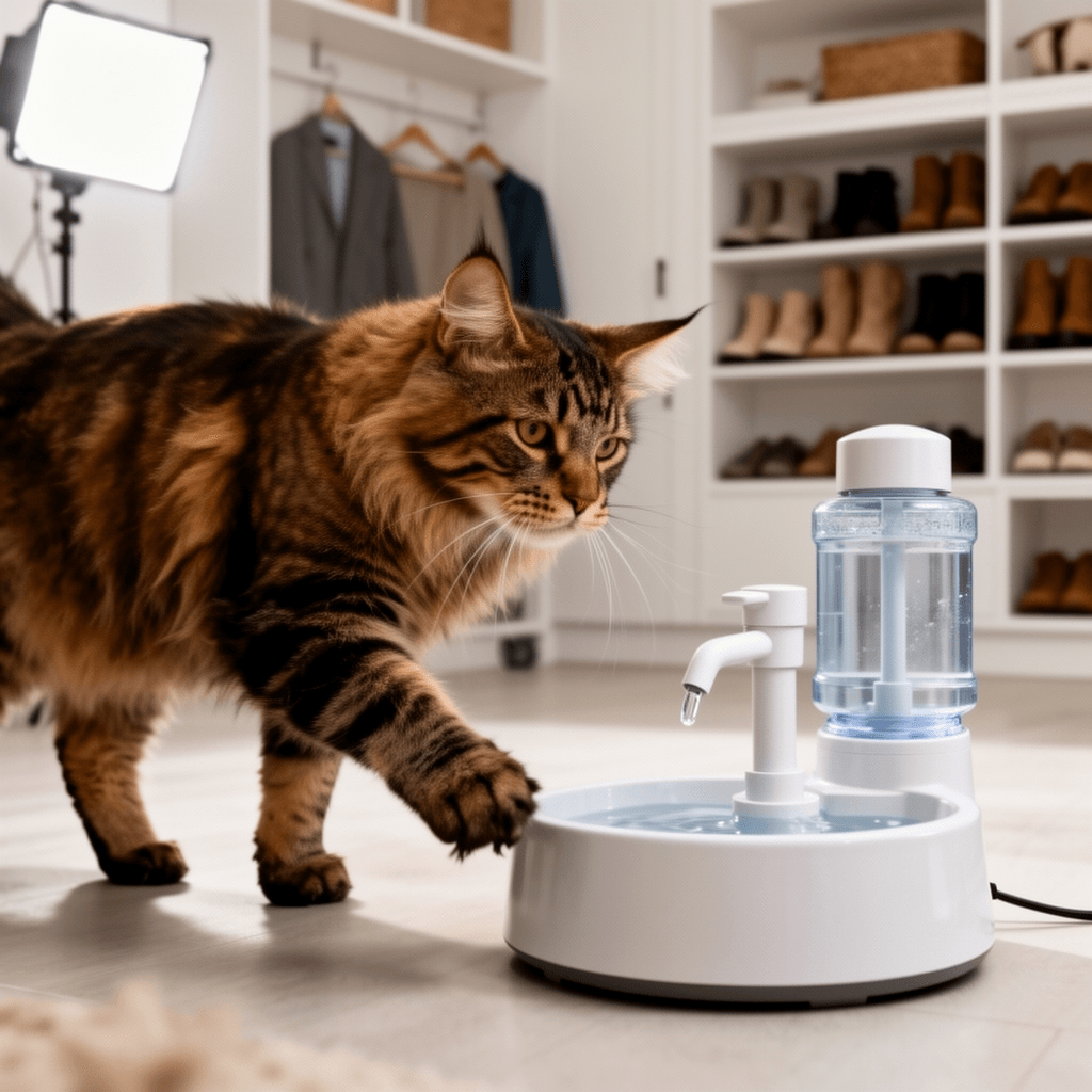 Water Pump for Pet Fountain with cat - professional product lifestyle photo